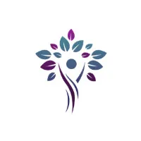 Stylized lotus flower icon with purple and blue gradient petals and a central eye symbol, representing mindfulness or wellness.